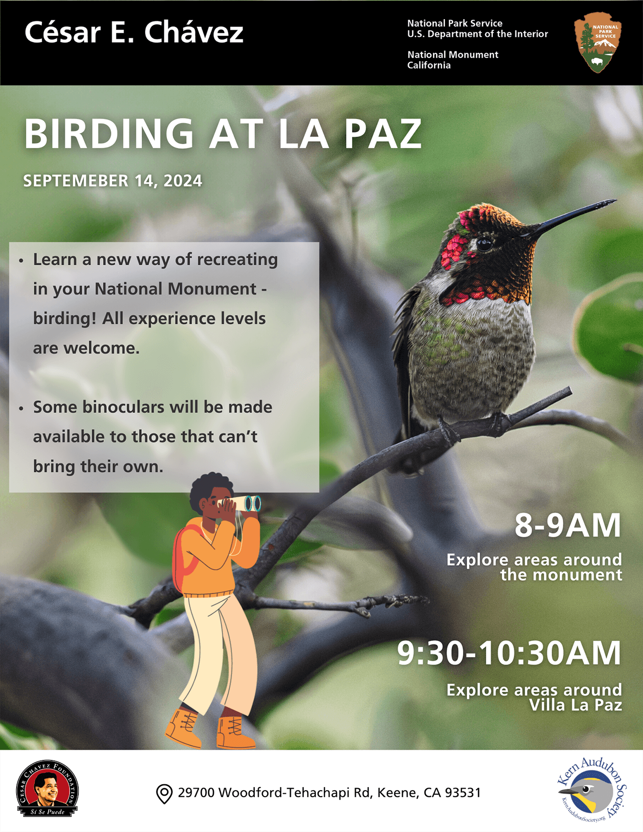 BIRDING AT LA PAZ September 14, 2024 flier